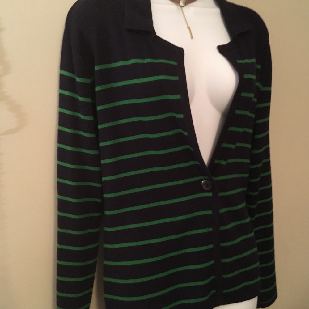 Dark Blue and green stripes sweater top